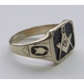 Позолоченный масонский перстень с символом "G"